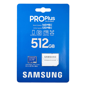 Micro SDXC mälukaart Samsung PRO Plus 2021 + SD adapter (512 GB)