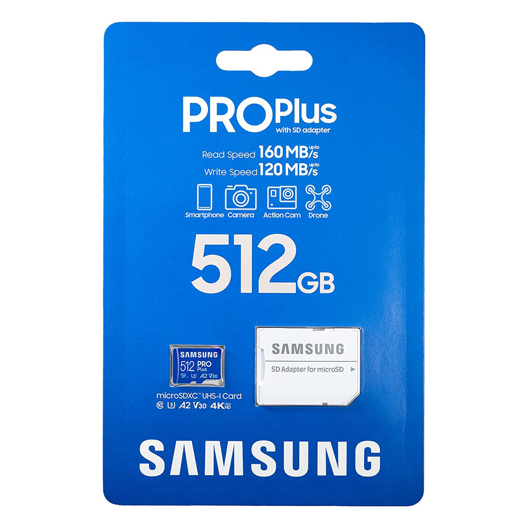 Карта памяти Micro SDXC Samsung PRO Plus 2021 + SD-адаптер (512 ГБ)