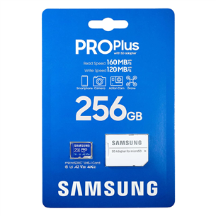 Micro SDXC card Samsung PRO Plus 2021 + SD adapter (256 GB)