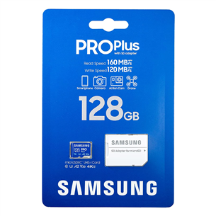 Micro SDXC mälukaart Samsung PRO Plus 2021 + SD adapter (128 GB)