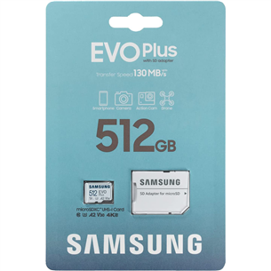 Micro SDXC mälukaart Samsung EVO Plus 2021  + SD adapter (512GB)