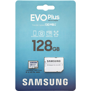 Micro SDXC mälukaart Samsung EVO Plus 2021  + SD adapter (128GB)