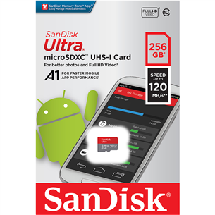 Карта памяти MicroSDXC SanDisk Ultra + адаптер (256 ГБ)