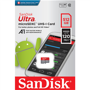 Карта памяти MicroSDXC SanDisk Ultra + адаптер (512 ГБ)