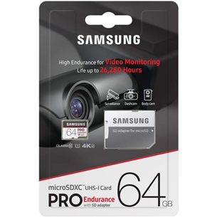 Micro SDHC memory card Samsung Endurance PRO + SD adapter (64 GB)