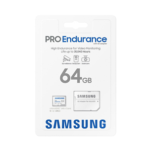 Samsung  Micro SDHC Endurance PRO + SD adapter, 64 GB, valge - Mälukaart