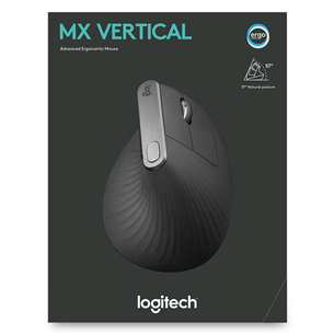 Logitech MX Vertical Advanced Ergonomic, must - Juhtmevaba laserhiir