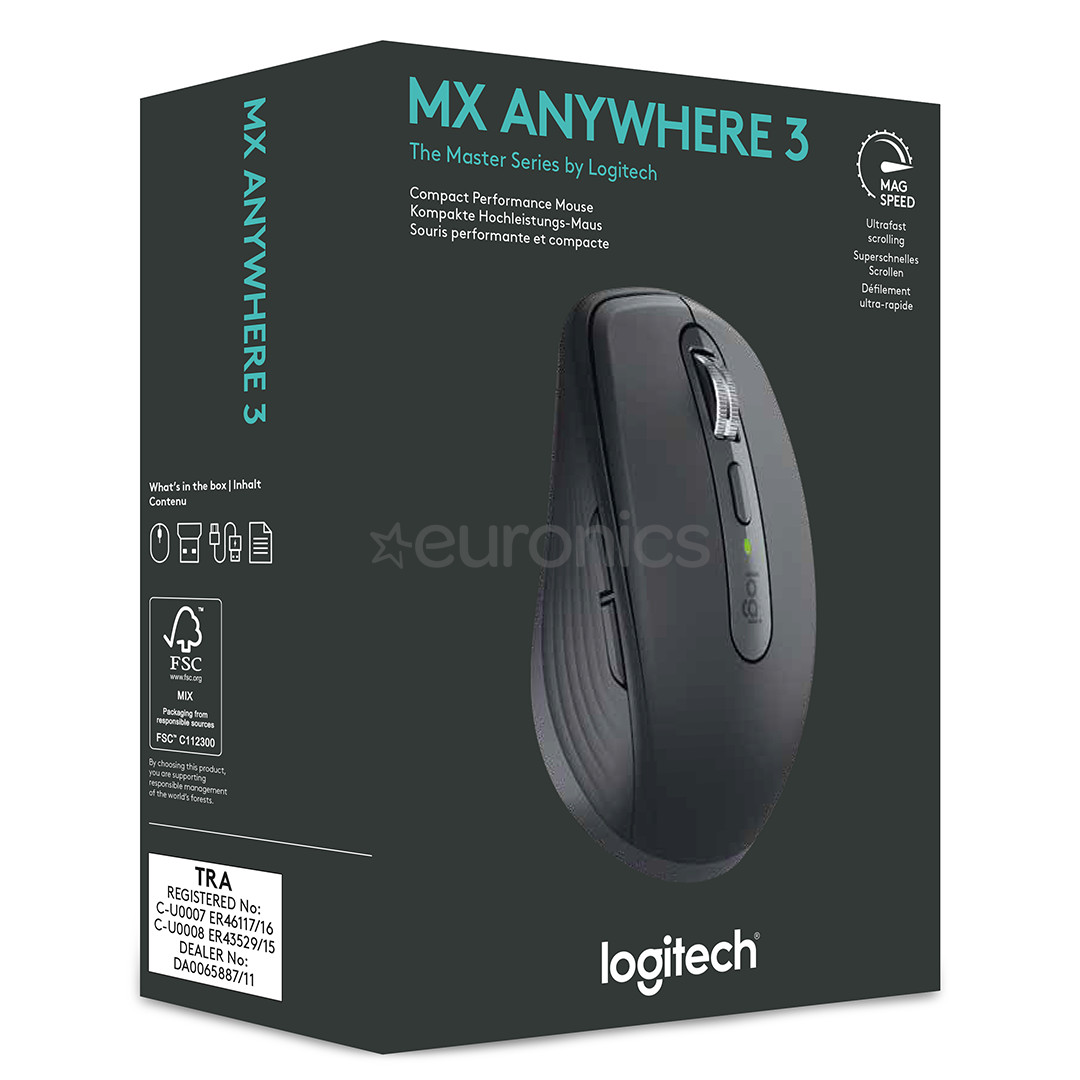 Logitech MX Anywhere 3, must - Juhtmevaba laserhiir