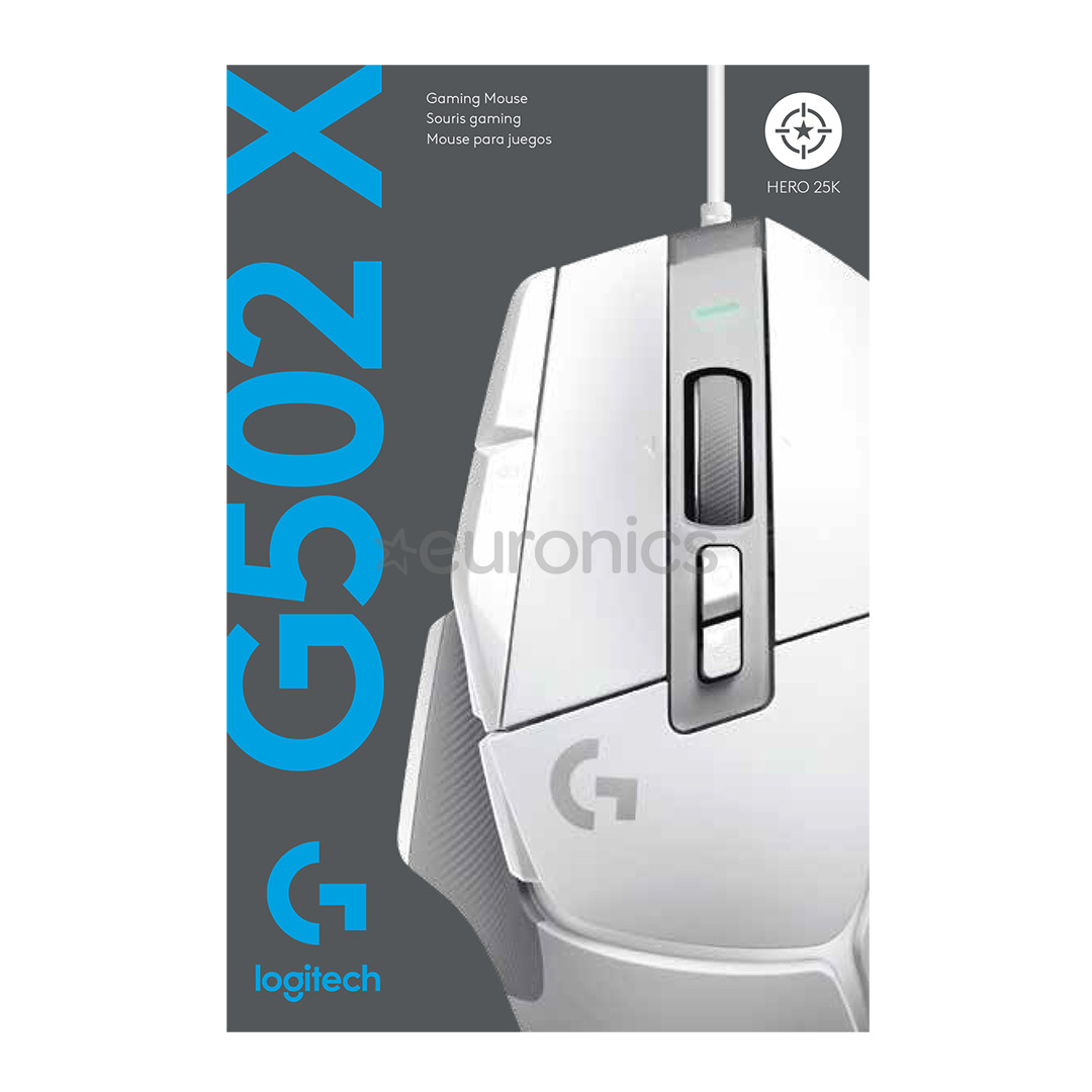 Logitech G502 X, valge - Juhtmega optiline hiir