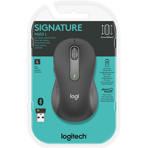 Logitech Signature M650 L, vaikne, must - Juhtmevaba optiline hiir