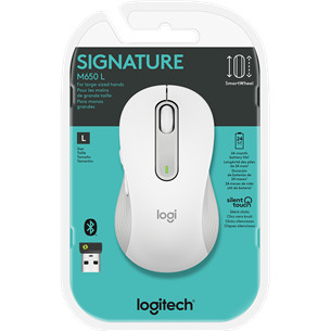 Logitech Signature M650 L, silent, white - Wireless Optical Mouse