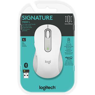 Logitech Signature M650 L, silent, white - Wireless Optical Mouse