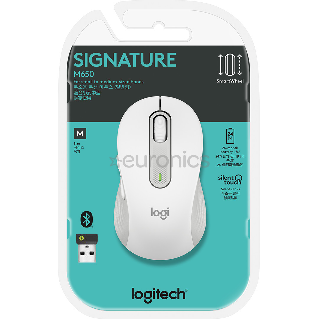 Logitech Signature M650, silent, white - Wireless Optical Mouse