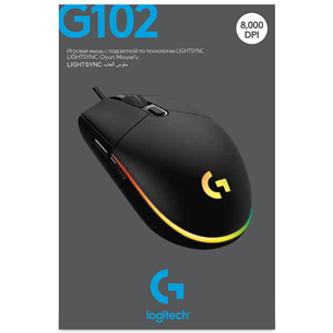 Logitech G102 LightSync, must - Juhtmega optiline hiir