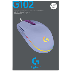 Logitech G102 LightSync, lilla - Juhtmega optiline hiir