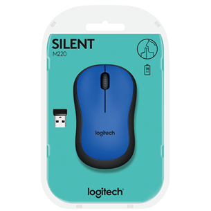 Logitech M220 Silent, vaikne, sinine - Juhtmevaba optiline hiir