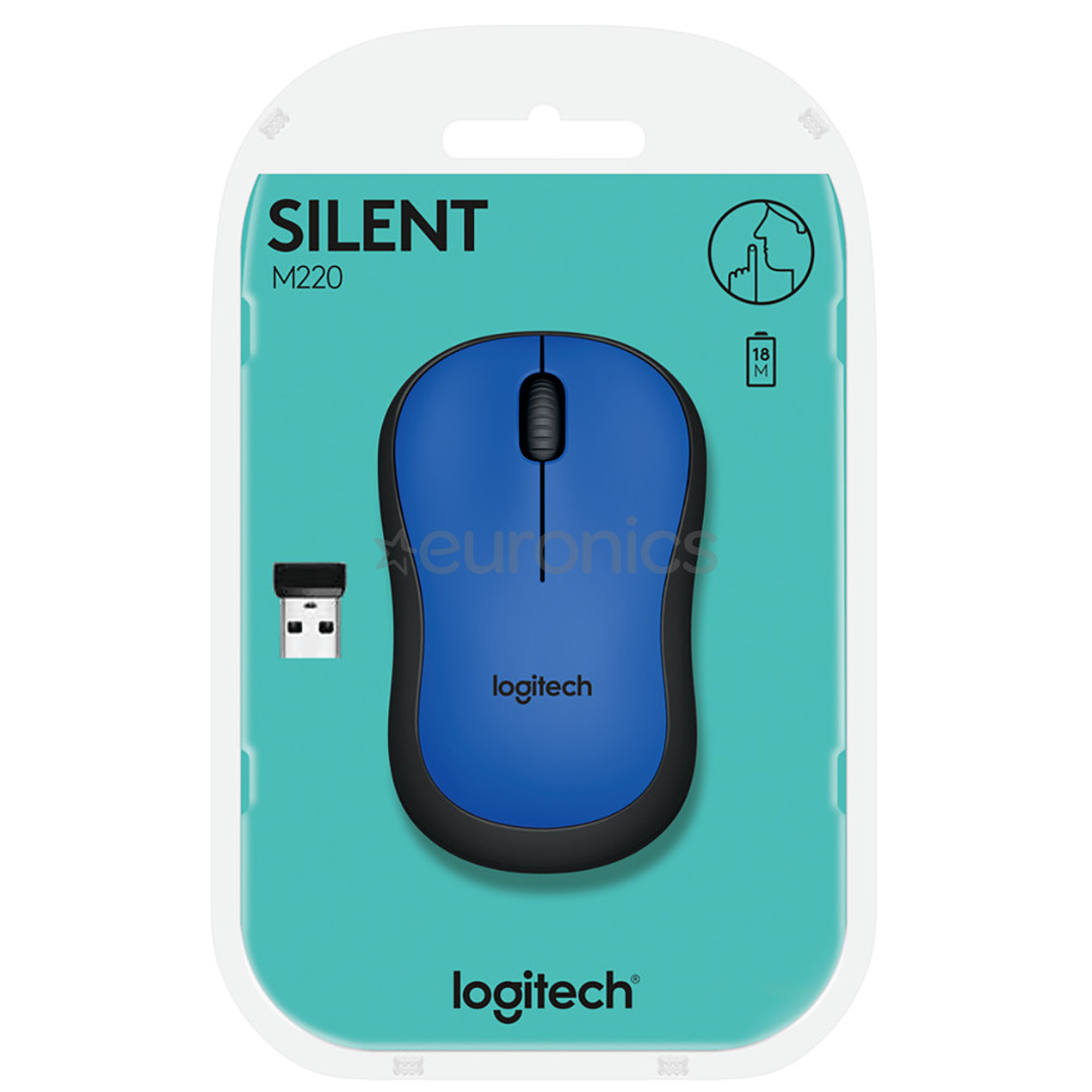 Logitech M220 Silent, vaikne, sinine - Juhtmevaba optiline hiir