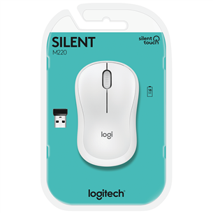 Logitech M220 Silent, vaikne, valge - Juhtmevaba optiline hiir