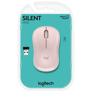 Logitech M220 Silent, тихая работа, розовый - Беспроводная оптическая мышь