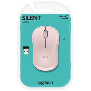 Logitech M220 Silent, vaikne, roosa - Juhtmevaba optiline hiir