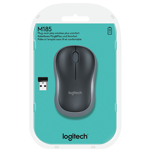 Logitech M185, hall/must - Juhtmevaba optiline hiir