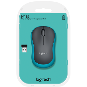 Logitech M185, hall/sinine - Juhtmevaba optiline hiir