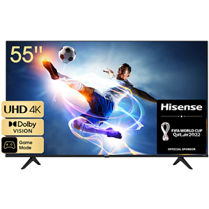 Hisense A6BG, 55'', 4K UHD, LED LCD, feet stand, black - TV