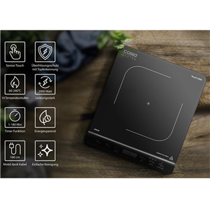 Caso Touch 2000, 2000 W, black - Single Induction Cooking Plate