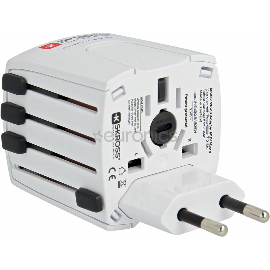Skross MUV Micro, white - Travel adapter