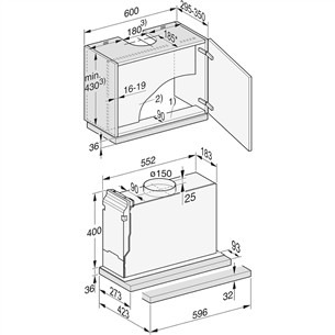 Miele, 555 m³/h, laius 59.6 cm, roostevaba teras - Integreeritav õhupuhasti