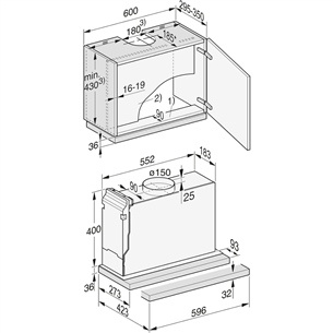 Miele, 555 m³/h, laius 59.6 cm, roostevaba teras - Integreeritav õhupuhasti