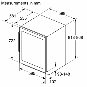 Bosch seeria 6, 44 pudelit, kõrgus 82 cm, must - Integreeritav veinikülmik