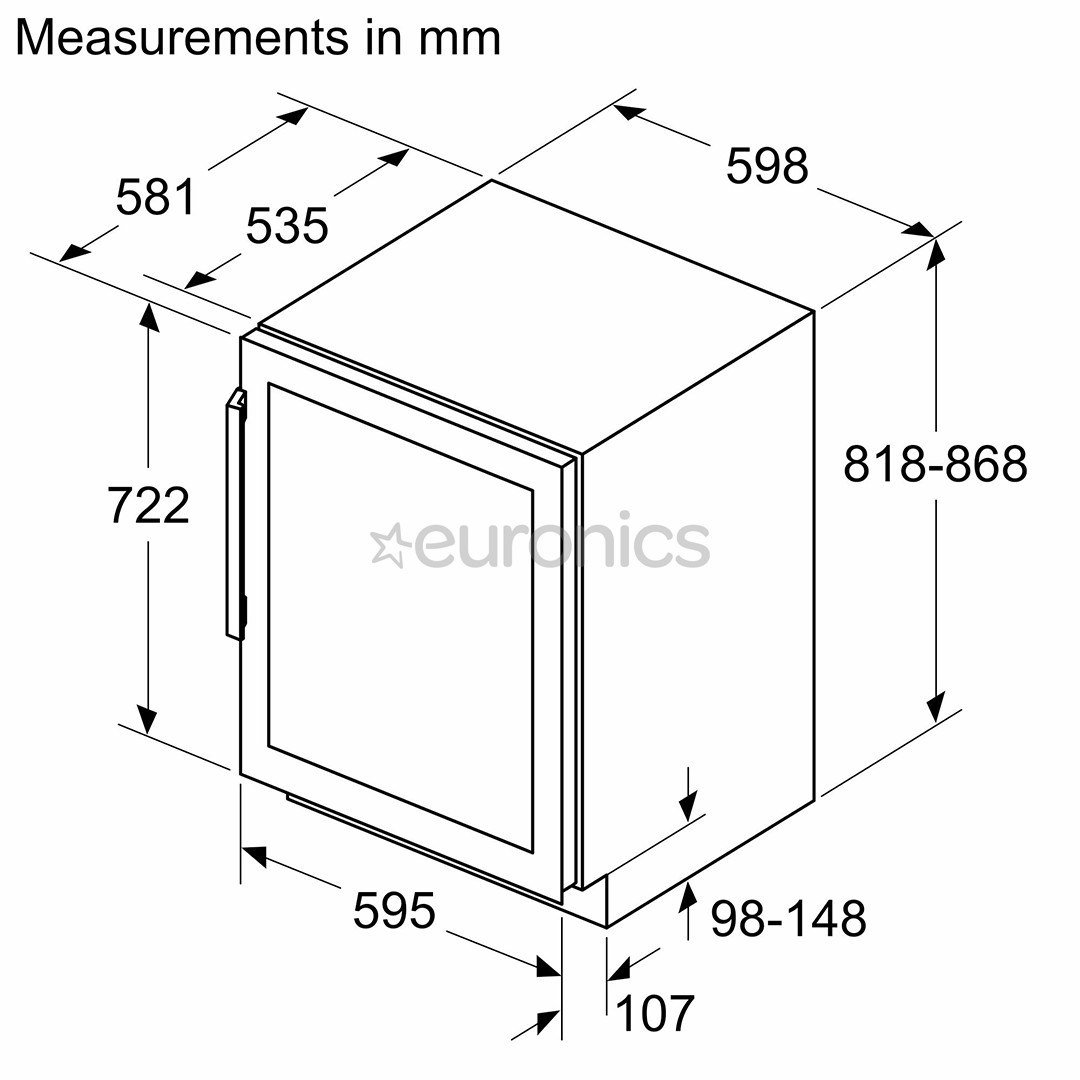 Bosch Series 6, 44 бутылки, высота 82 см, черный - Интегрируемый винный шкаф