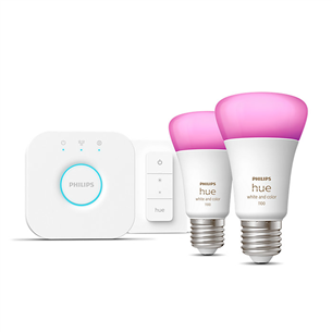 Philips Hue White and Color Starter Kit, E27, 2 шт., цветной - Комплект умных ламп 929002468805