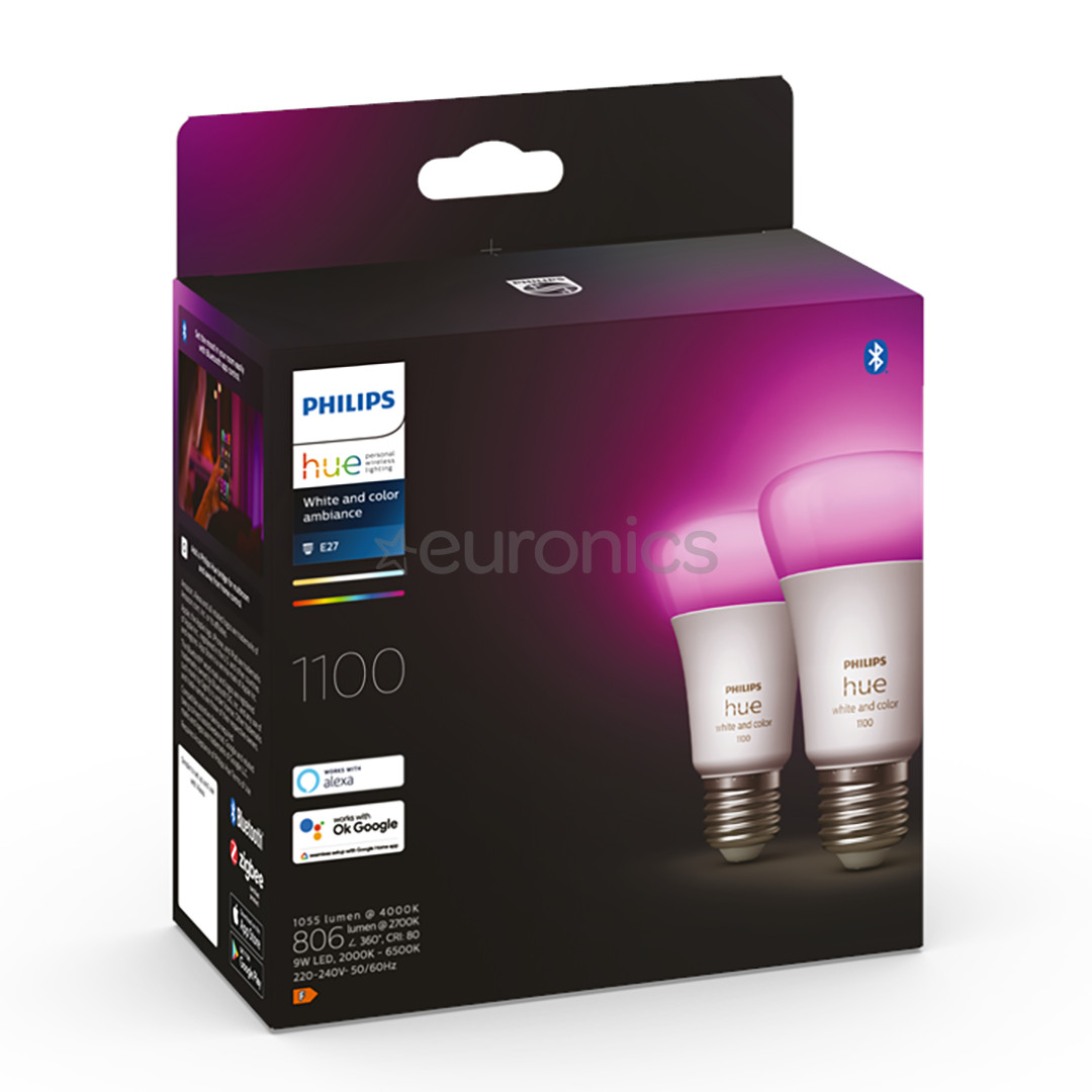 Philips Hue White and Color Ambiance, E27, 2 tk, värviline - Nutivalgusti komplekt