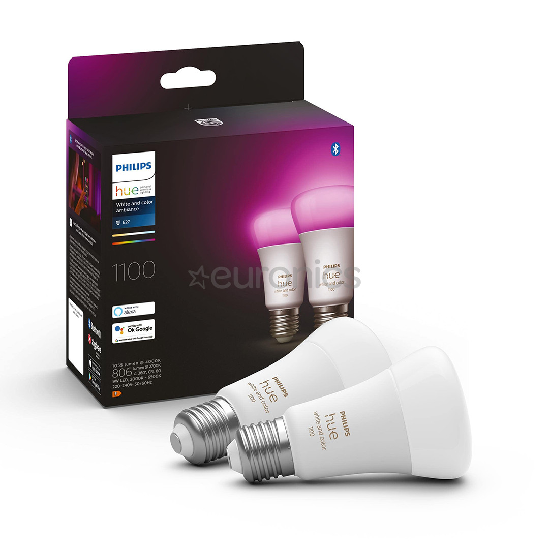Philips Hue White and Color Ambiance, E27, 2 tk, värviline - Nutivalgusti komplekt