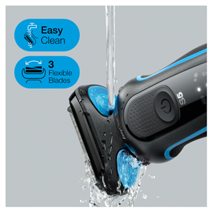 Braun Series 5 AutoSense Wet & Dry, black/blue - Shaver + beard & body trimmer
