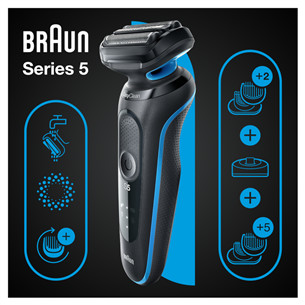 Braun Series 5 AutoSense Wet & Dry, черный/синий - Бритва + триммер для бороды и тела