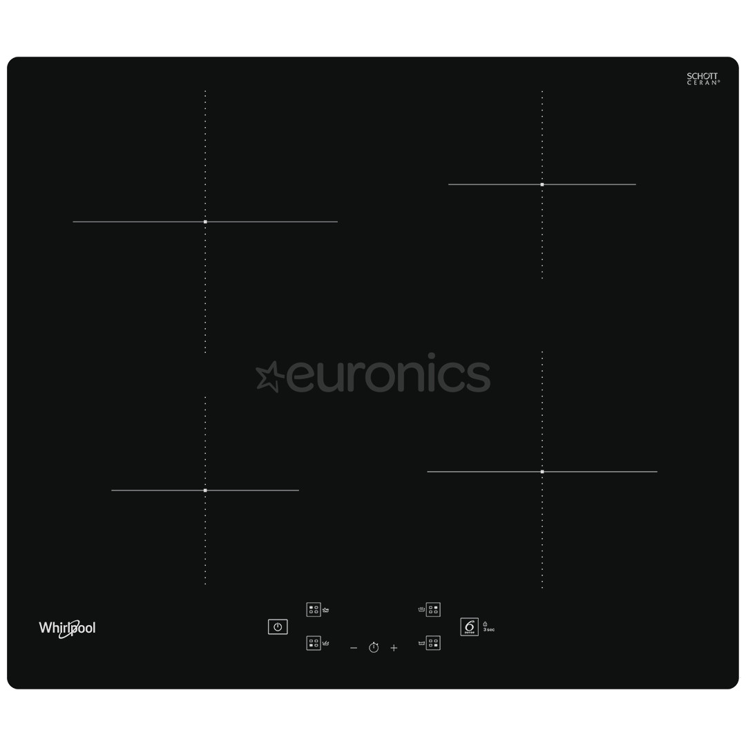 Whirlpool, width 59 cm, frameless, black - Built-in Induction Hob
