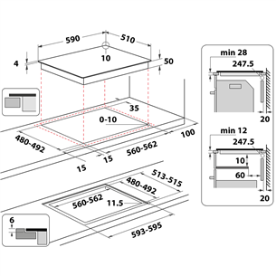 Whirlpool, laius 59 cm, raamita, must - Integreeritav induktsioonpliidiplaat