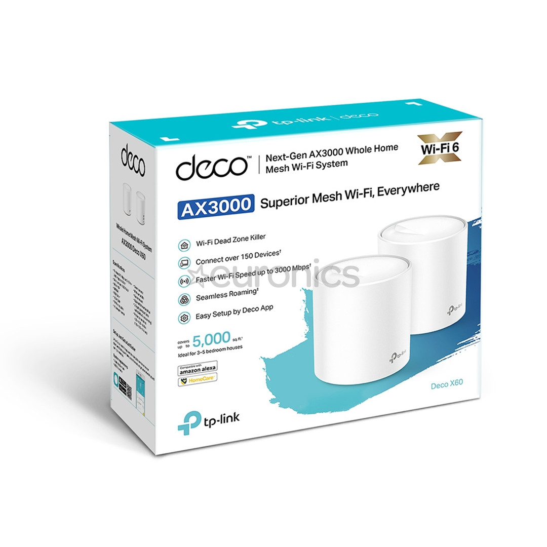 TP-Link Deco X60, WiFi 6, mesh, 2 tükki, valge - WiFi ruuter