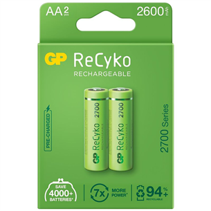 GP ReCyko 2700 Series, 2600 мАч, 2x AA - Аккумуляторные батарейки 353888