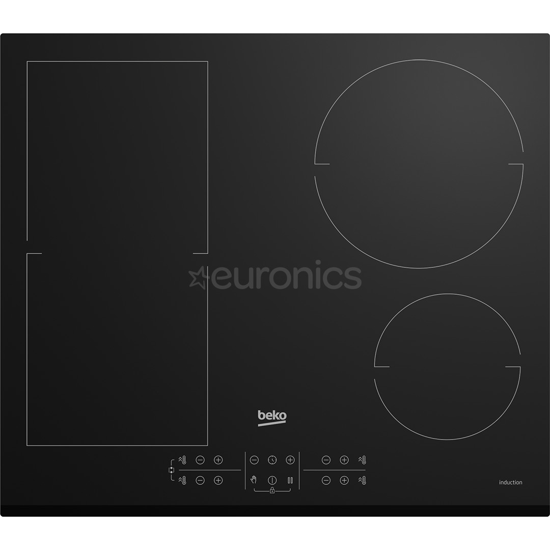 Beko, Beyond, ширина 58 см, скошенный полированный край, черный - Интегрируемая индукционная варочная панель
