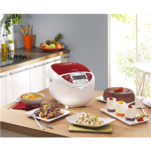 Tefal Fuzzy Logic, 5 л, 750 Вт, белый/красный - Мультиварка