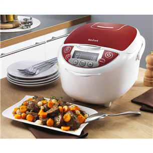 Tefal Fuzzy Logic, 5 л, 750 Вт, белый/красный - Мультиварка