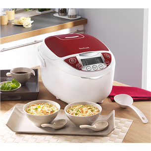 Tefal Fuzzy Logic, 5 L, 750 W, white/red - Multicooker