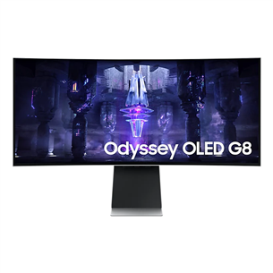 Samsung Odyssey OLED G8, 34", Ultra-WQHD, 175 Hz, curved, silver - Monitor LS34BG850SUXEN