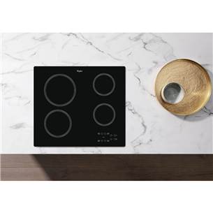 Whirlpool, width 58 cm, frameless, black - Built-in Ceramic Hob