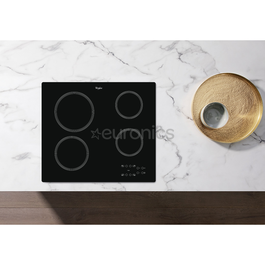Whirlpool, width 58 cm, frameless, black - Built-in Ceramic Hob