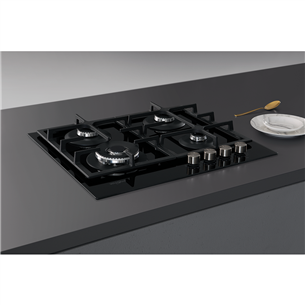 Whirlpool, width 59 cm, black - Built-in Gas Hob